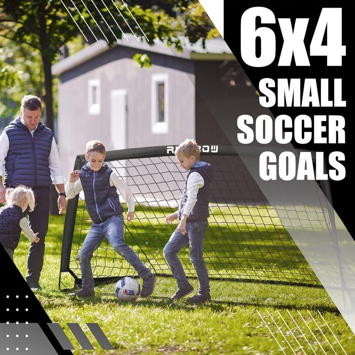 Дитячі ворота для футболу RUNBOW 1,8 x 1,2 м, портативні, з сумкою, чорні