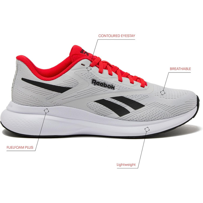 Чоловічі кросівки Reebok Energen Run 4 для бігу, легкі атлетичні кросівки, розмір 45 EU, сірий, червоний, чорний