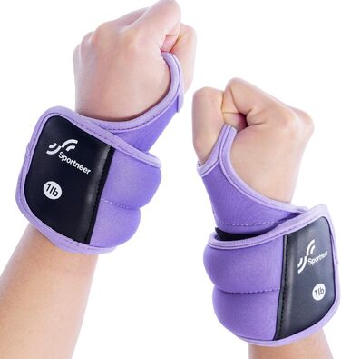 Набір манжетів для зап'ястя Sportneer (2 шт.) з петлями для великого пальця. Фітнес-ваги для рук, зап'ясть. Підходять для тренувань, бігу, фітнесу. Колір: фіолетовий