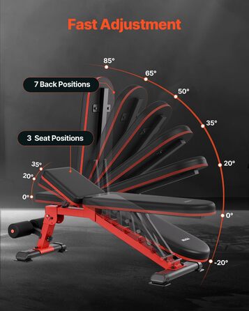 Лавка для жиму VEVOR (544 кг) для тренувань всього тіла, регульована лавка для пресу, силові тренування вдома, складана