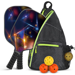 Набір для піклболу Achiou: 2 ракетки з фібергласовою поверхнею, 4 м'ячі (2 outdoor, 2 indoor), сумка Nebula Nexus