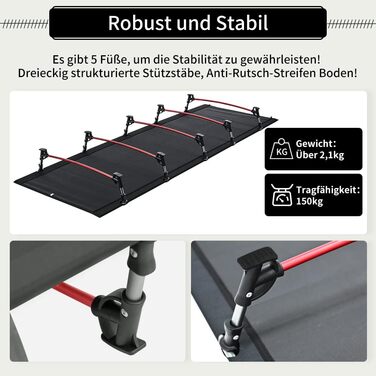 TOMOUNT Легке розкладне ліжко з алюмінію для кемпінгу - компактне, портативне, для відпочинку на природі, подорожей, пляжу (зелене/чорне)