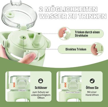 Скляна пляшка з трубочкою 1200 мл для напоїв