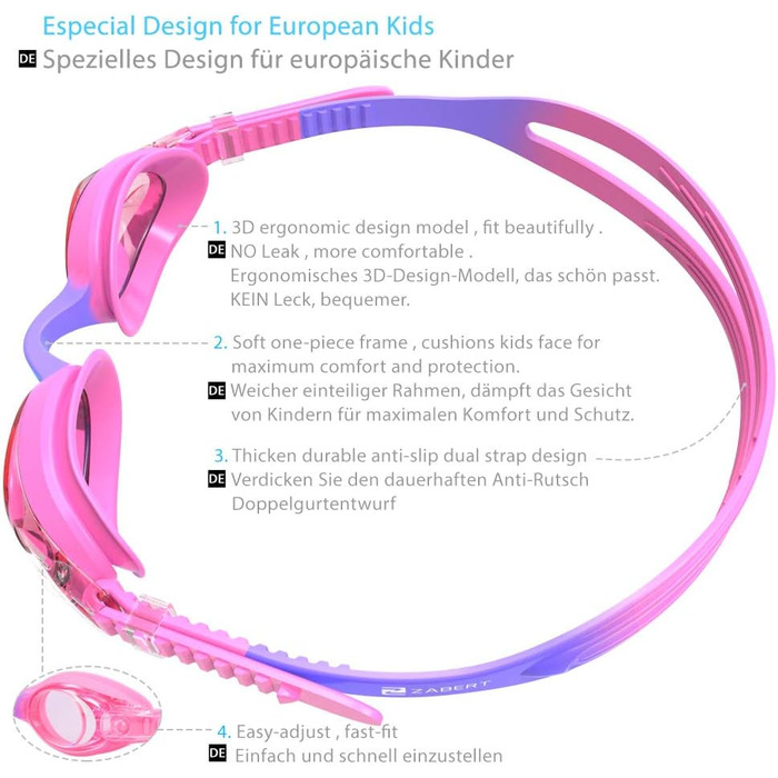 Дитячі окуляри для плавання K1 - професійні, для дітей та підлітків (0-14 років), антизапар, захист від УФ, кольори: фіолетовий, блакитно-зелений