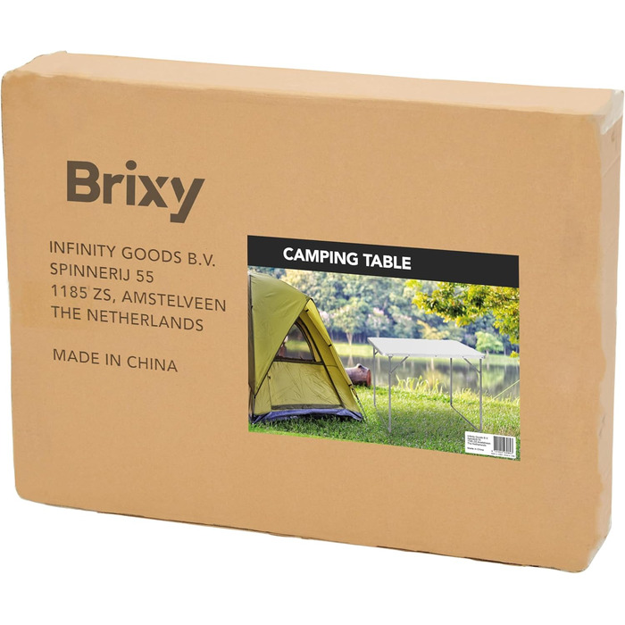 Складний садовий стіл Brixy 80x60x70 см, білий - для пікніка, кемпінгу, тераси, алюмінієвий, з ручкою для перенесення