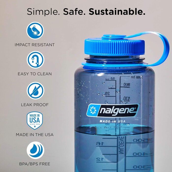Пляшка для води Nalgene Sustain Tritan 907 мл, BPA-free, з широкою горловиною, 50% переробленого пластику, Cadet