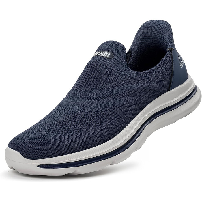 Чоловічі кросівки Slip-On без шнурівків для занять спортом та бігу. Легкі, дихаючі, темно-сині, 43 EU
