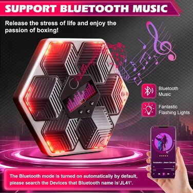 Музична боксерська машина для дорослих - 16 швидкостей, 14 режимів, Bluetooth, LED-підсвічування, з підрахунком ударів