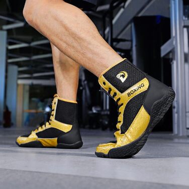 Боксерські кросівки для чоловіків та підлітків. Муай Тай, кікбоксинг, спаринги. Зручні боксерські кросівки для єдиноборств. Розміри 36-46 (EU 40, Schwarzgold 012)