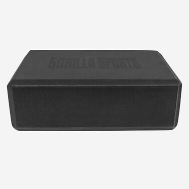 Блок для йоги та пілатеса GORILLA SPORTS, EVA-піна, протиковзкий, 23,5 x 15 x 8 см, чорний