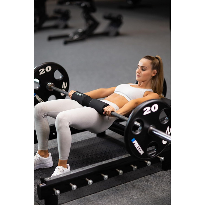 Fitgriff® Подушка для штанги з липучкою, чорна – м’який валик для присідань, хіп-трасту, тренувань сідниць, фітнесу, захист шиї