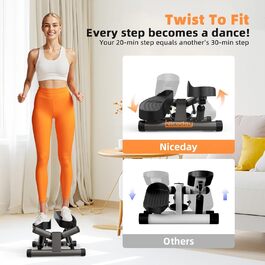 Міні степер Niceday для дому 2-в-1 з тросами, до 100 кг, регульований опір - для тренування ніг, рук, сідниць, компактний фітнес-тренажер