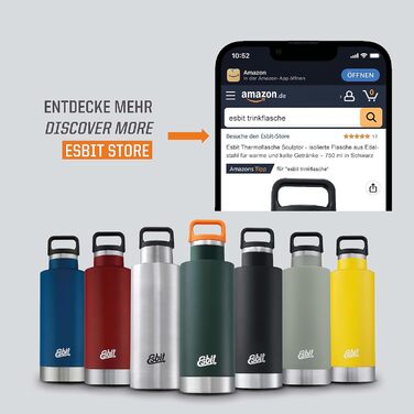 Термос-пляшка Esbit Sculptor 750 мл, нержавіюча сталь, без BPA, бордова, для спорту, йоги, велосипеда, для гарячих і холодних напоїв