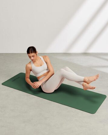 Килимок для йоги з TPE, неслизький, 61x61 см (24x0.24 дюйма), для пілатесу, фітнесу та занять босоногою, з сумкою та ремінком, зелений