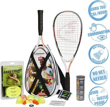 Набір для кросмінтону Speedminton S900: карбонові ракетки, 5 воланів, ігрове поле, сумка, світлові м'ячі