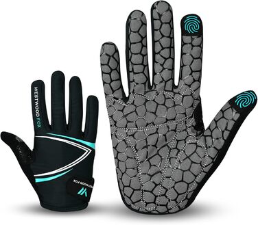 Велосипедні рукавички WESTWOOD FOX з посиленням, антиковзні, для сенсорного екрану, амортизуючі, для гірського велосипеда, шосе, перегонів, їзди та спорту, для чоловіків та жінок, розмір L, блакитний