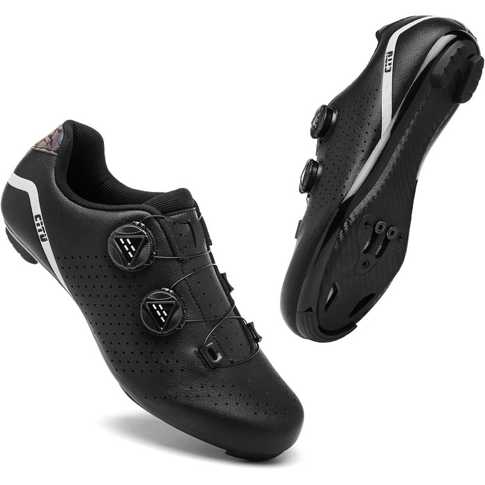 Велотуфлі для шосейного велосипеда для чоловіків, сумісні з педалями Look SPD SPD-SL Delta Lock, білі (41 EU, чорний)