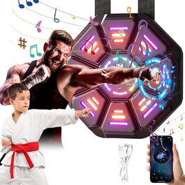 Музичний бокс для боксу з LED, електронний, Bluetooth, 9 рівнів швидкості, з режимом підрахунку, подарунок для дітей і дорослих, тренажер для вправ