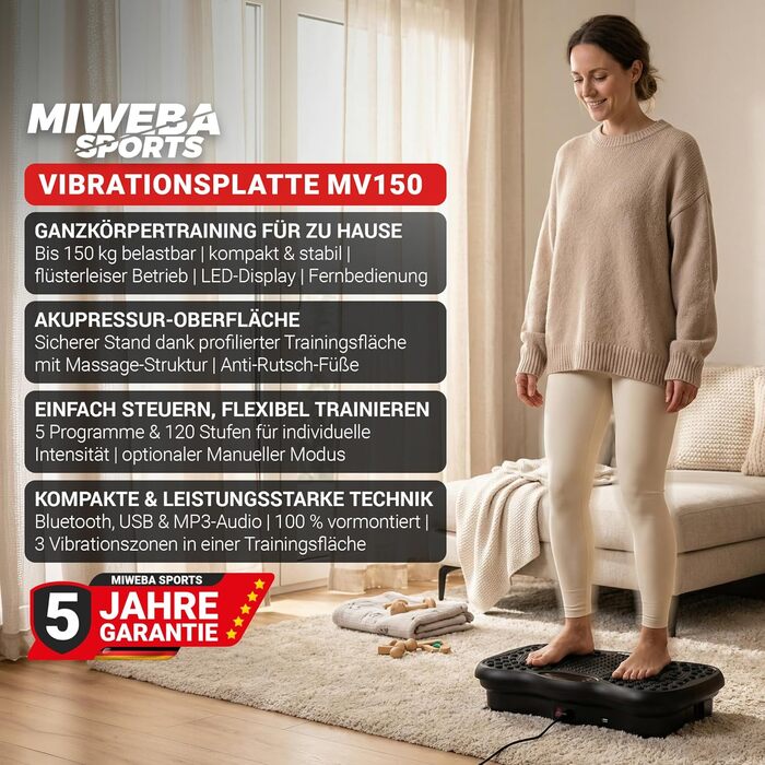 Платформа вібраційна Miweba Sports для дому: масаж, схуднення, фітнес, тренування.. Чорний колір.