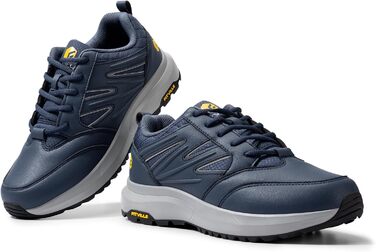 Черевики для піших прогулянок FitVille для чоловіків, широкі, водонепроникні, трекінгові, антиковзаючі, для будь-якої погоди, з підтримкою склепіння стопи, розмір 39.5-50 (44 EU X-Wide, синій)