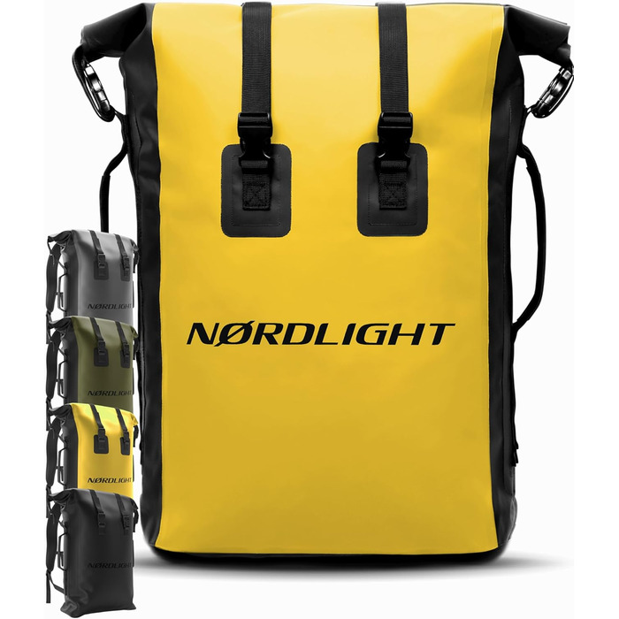 Водонепроникний рюкзак Nordlight Dry Bag 35л з Roll Top, для водного спорту, велосипеда, кур'єра, трекінгу та риболовлі (світло-жовтий)