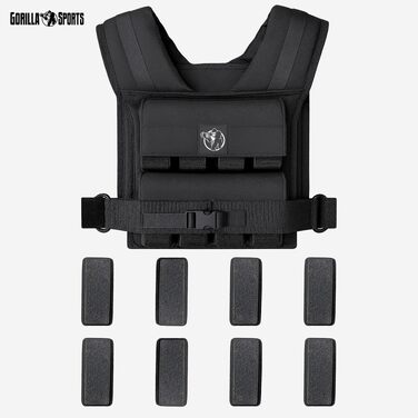 Вагінальна жилетка GORILLA SPORTS® 20 кг, регульована універсальна жилетка з обвагруженнями для бігу та тренувань, нейлон та TPE-піна, для чоловіків та жінок