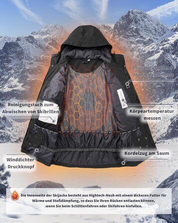 Чоловіча лижна куртка 33000ft: водонепроникна, вітрозахисна, тепла, функціональна, для сноуборду та лиж, чорного кольору