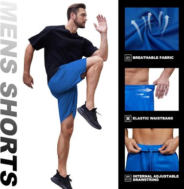 Чоловічі спортивні шорти 3/5er Pack: швидка сушка, дихаючі, для тренувань, бігу, баскетболу, фітнесу (чорний, темно-сірий, темно-синій, світло-сірий)