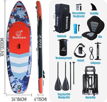 Надувний SUP Борд для SUP-бордингу (2 особи), 200 кг, блакитний