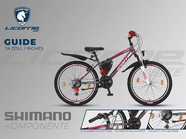 Гірський велосипед Licorne Bike Guide Premium 24 дюйми, 21 швидкість, для дівчат, хлопців, чоловіків та жінок, антрацит