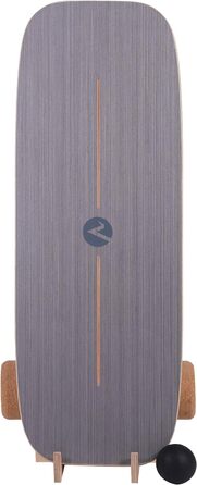 Дерев'яна баланс-борд для нейромускульного тренування з закругленими кутами, роликом, тримачем та м'ячем (Off White)