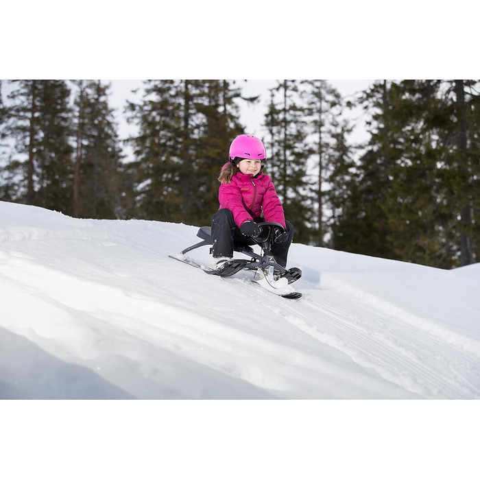 Санки STIGA Snowracer Iconic для дітей від 5 років, сталевий каркас, гальмо, трос, до 80 кг, зимові, сірі/чорні