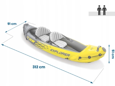 Надувний двомісний каяк Intex Explorer з веслами та насосом