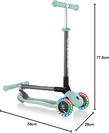 Дитячий триколісний самокат Globber Primo Foldable Lights з підсвіткою, складаний, для дітей 3-6 років