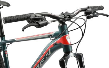 Гірський велосипед BIKESTAR Hardtail алюмінієвий, 21 швидкість Shimano, дискові гальма, колеса 29 дюймів, рама 19'' зелено-червоний