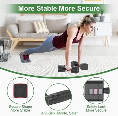 Набір гантелей Hezeyferg 10.0 кг, регульовані, 5 рівнів ваги (1.4-5.0 кг), для дому, для жінок та чоловіків