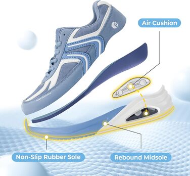 Жіночі кросівки FitVille з повітряною подушкою, широка колодка, для бігу та ходьби, зручні фітнес-кросівки (37 EU X-Weit, блакитний)