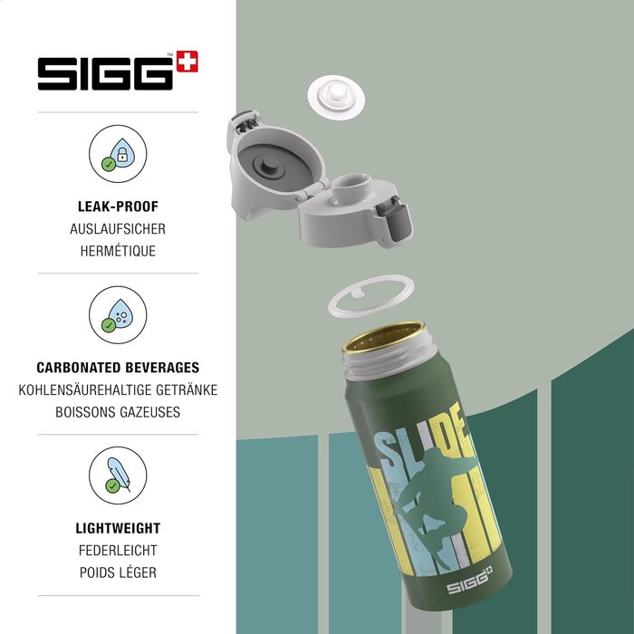 Дитяча алюмінієва пляшка SIGG WMB ONE 0,6 л для газованих напоїв, герметична, легка, BPA-free, сертифікат ClimatePartner, для спорту та школи
