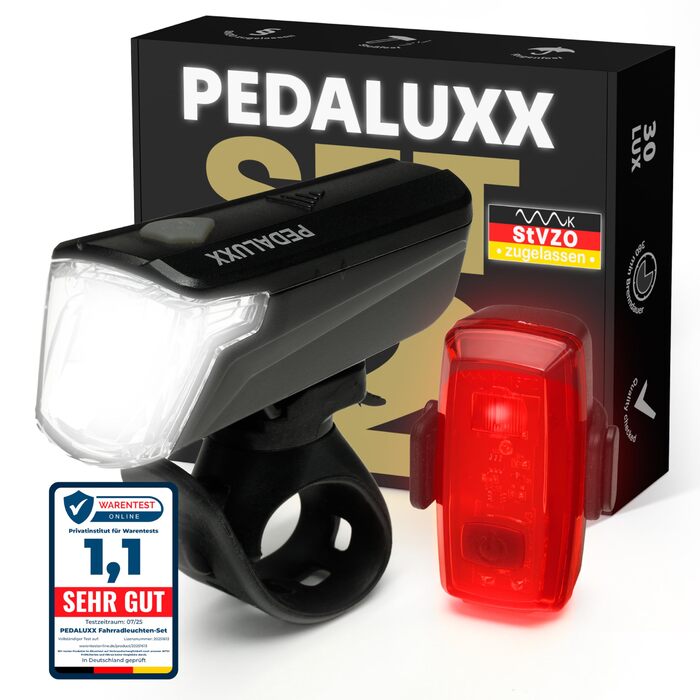 LED-велофара з заднім ліхтарем, 30/15 Lux, сертифікована StVZO, акумуляторний комплект велосипедного освітлення