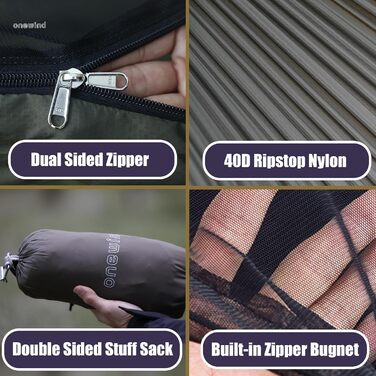 Гамак туристичний Onewind Premium 11' з москітною сіткою та ременями для кріплення, 335x162 см