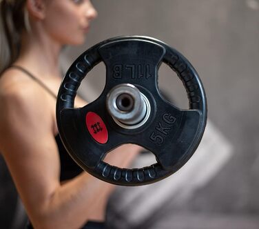 GYM DISTRICT Диски для штанги 50 мм, гумовані, чавунні, з ручками, 2×20 кг – Олімпійські млинці для домашнього тренажерного залу