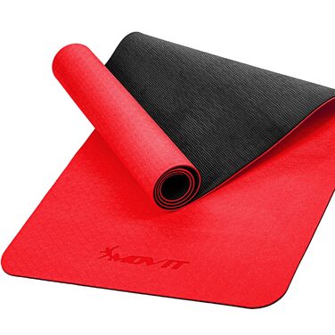 Килимок для гімнастики та йоги MOVIT, 190x100x0.6 см, антиковзкий, екологічний, 12 кольорів (Червоний)