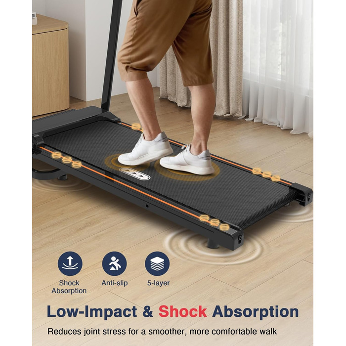 Біговий доріжка Redliro з довгими поручнями для людей похилого віку, до 136 кг, складана, з колесами, тримач для напоїв та телефону, для відновлення вдома або в квартирі