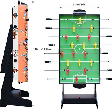 OYE 4FT 8-в-1 Складаний багатофункціональний ігровий стіл - пінг-понг, хокей на повітрі, більярд, настільний футбол, MDF