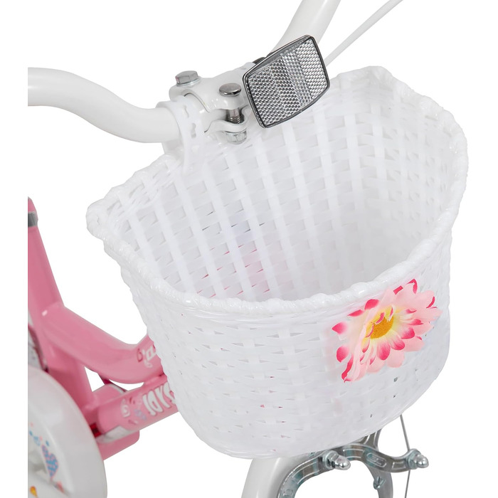 Дитячий велосипед JOYSTAR 18 дюймів для дівчаток 6-9 років з додатковими колесами та кошиком, рожевий