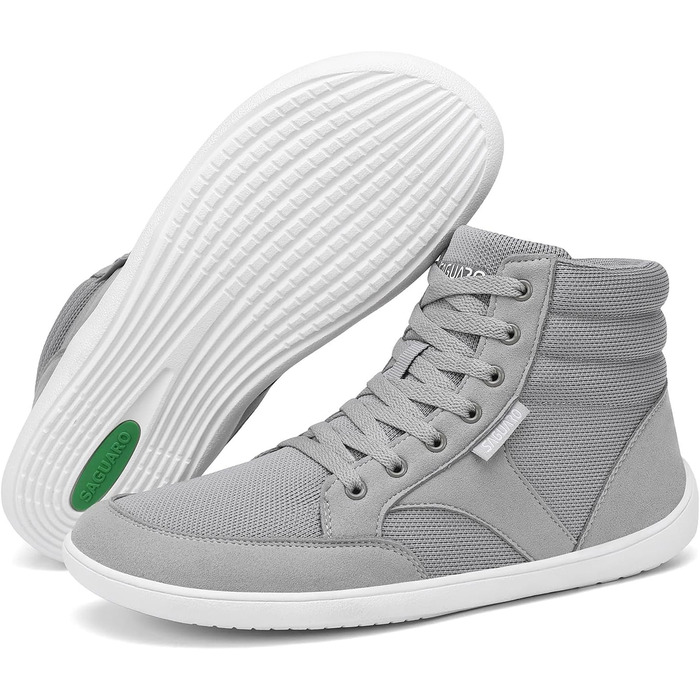 Черевики Saguaro Unisex Barfußschuhe High-Top з широкою передньою частиною та платформою Zero-Drop, розмір 36-48 (Сірий)