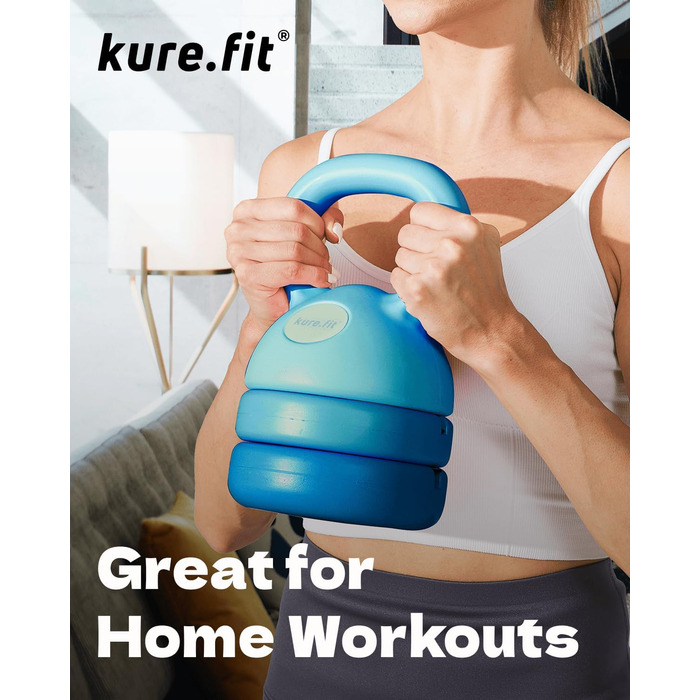 Регульована гиря kure.fit 5-12 фунтів з тканинним фітнес-резинкою для дому, силових тренувань та схуднення, для початківців і жінок