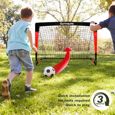 Ворота для футболу CATCHLUCK для дітей, 2 шт. у наборі, для гри в саду та на вулиці, з сумкою для перенесення (120x90x90)