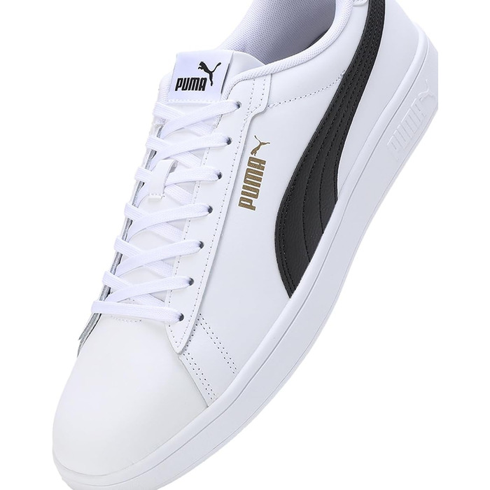 Чоловічі шкіряні кросівки Puma Smash 3.0 L чорні (White Black Gold), 37 EU