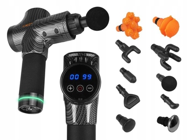 Перкусійний масажний пістолет PR0+ для тіла, спини, шиї та стоп (10 насадок)